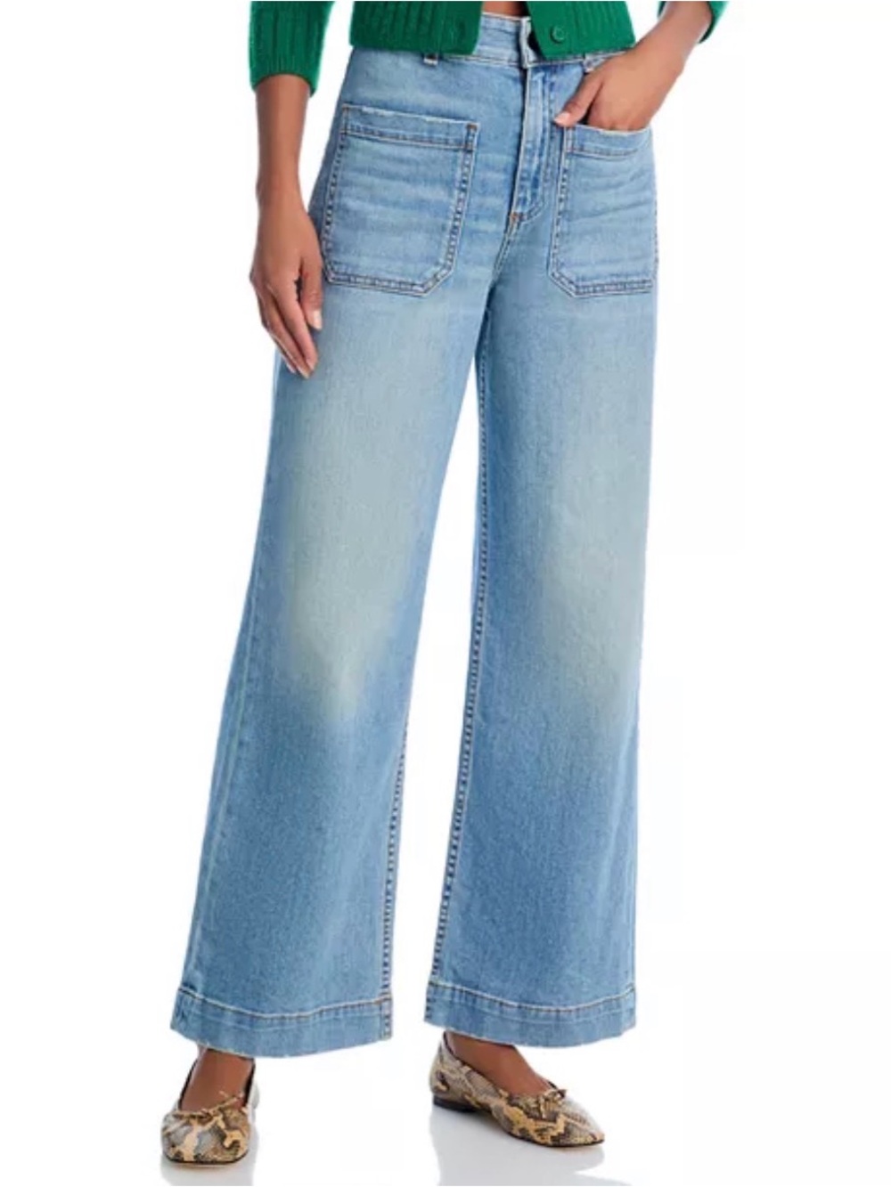 ASKK NY Sailor High-Rise Stretch Wide-Leg Jeans In Water Street Blue Size 25